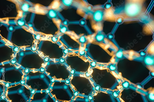 Billede på lærred Cells and biological chain,molecules and abstract conception,3d rendering