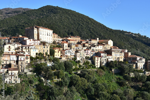 View of a medieval village in the mountains of southern Italy © Giambattista