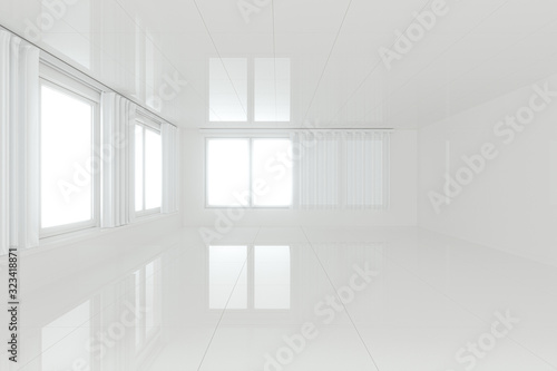Empty room with white background abstract conception 3d rendering.
