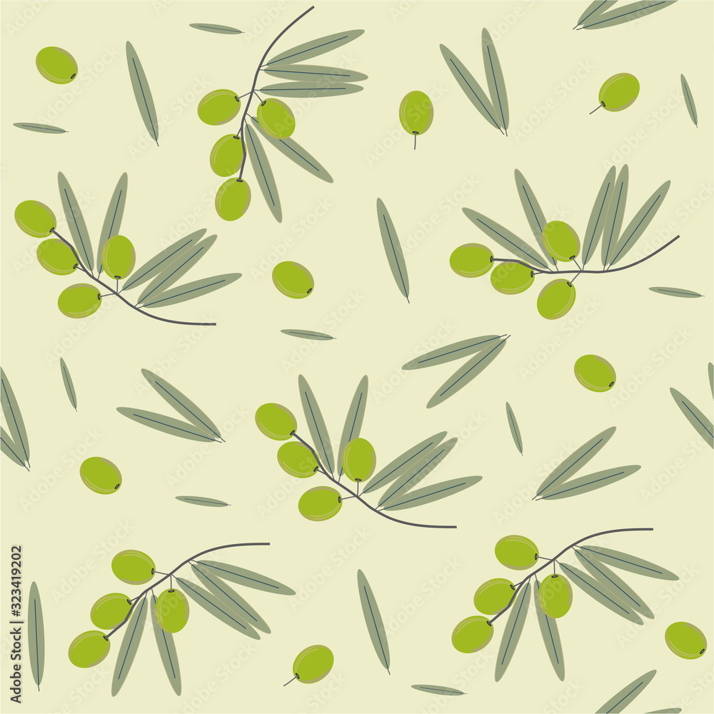 Fototapeta seamless olives decorative background