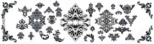 Oriental vector damask patterns for greeting cards and wedding invitations.