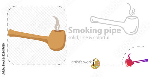 Smoke pipe illustration. flat line icon