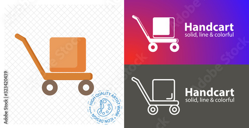 handcart flat icon. line icon