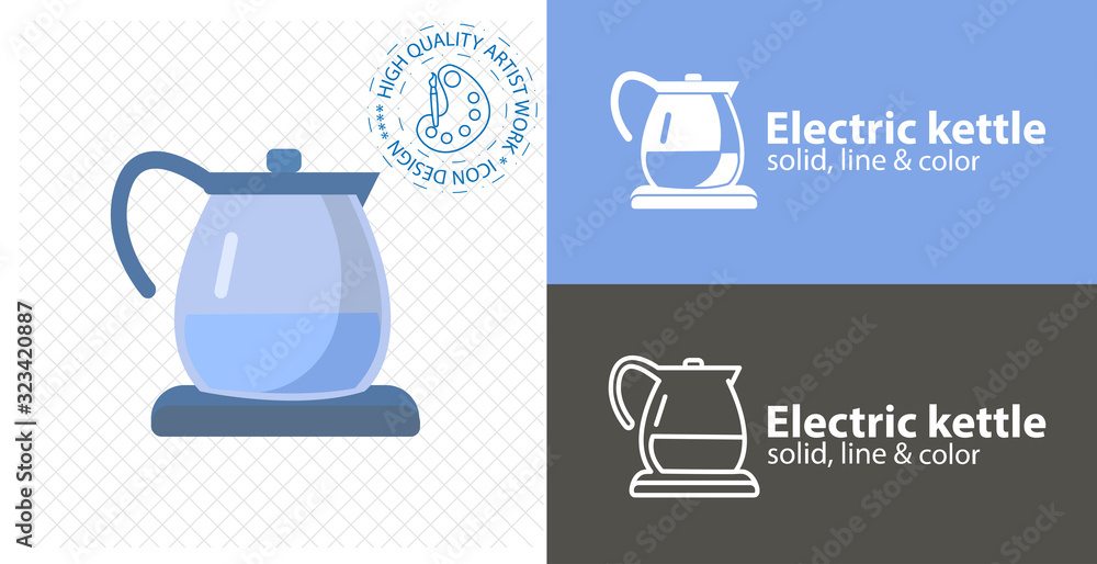 electric kettle flat icon. line icon electric kettle flat icon. line icon