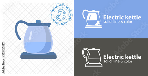 electric kettle flat icon. line icon