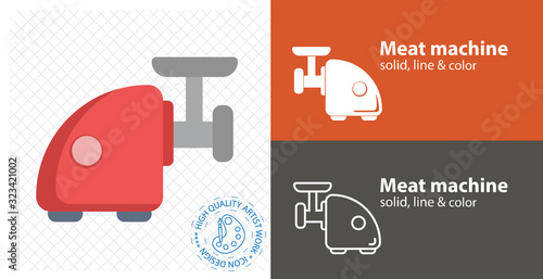 Meat grinder flat icon. line icon