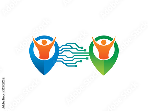 People link connection logo template design, icon, symbol