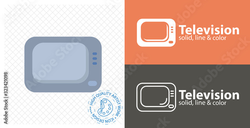 Tv flat flat icon. line icon photo