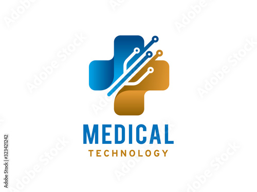 Medical technology logo template design, icon, symbol