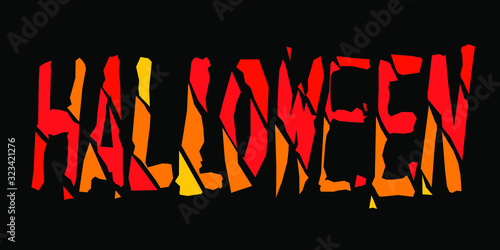 Halloween - multicolored inscription. Curved broken letters. Halloween or Hallowe'en also known as Allhalloween, All Hallows' Eve,or All Saints' Eve, is a celebration observed in several countries.