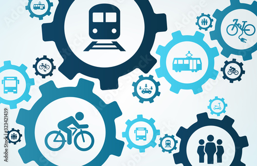 new mobility vector illustration. Concept with connected icons related to modern individual transport alternatives, alternative urban transportation or emission reduction..