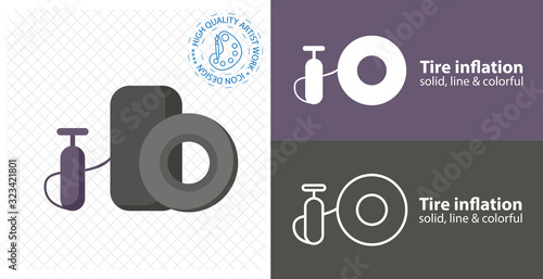 inflate tire flat icon. line icon