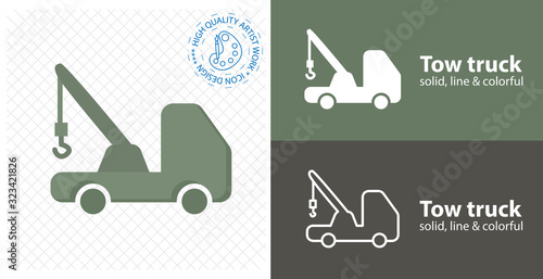 car tow flat icon. line icon