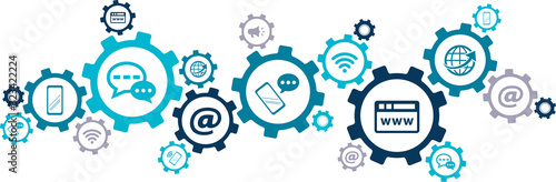 Digital and mobile communication icon concept – Netzwerk und mobile, digitale Kommunikation.