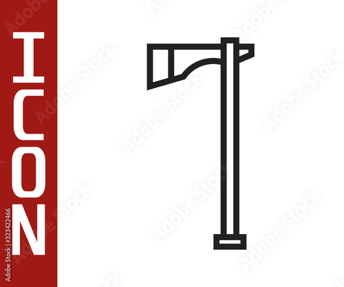 Black line Native american tomahawk axe icon isolated on white background. Vector Illustration