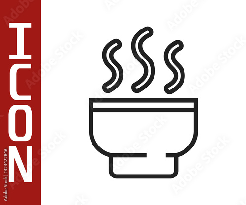 Black line Traditional Chinese tea ceremony icon isolated on white background. Teapot with cup. Vector Illustration