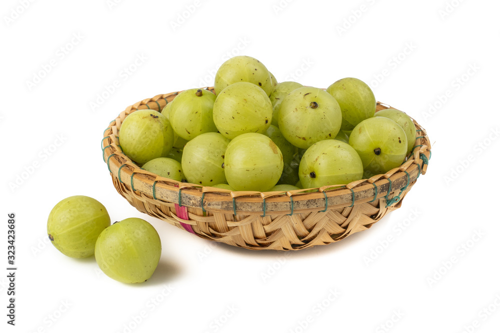 Indian gooseberry or amla green fruits from Emblic tree (Phyllanthus emblica) isolated on white background Indian gooseberry or amla green fruits from Emblic tree (Phyllanthus emblica) isolated on white background