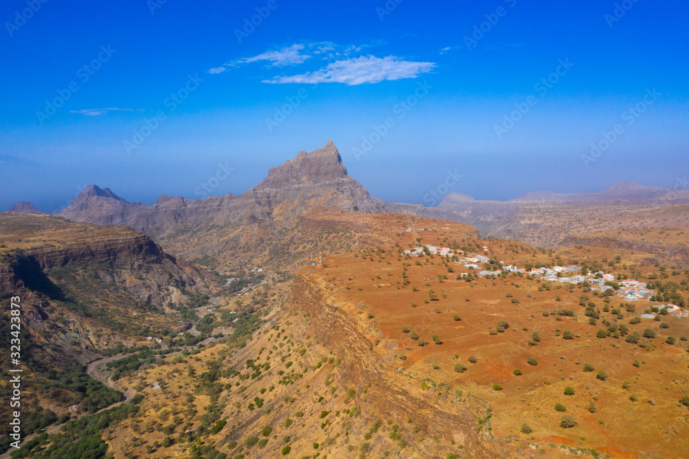 Aerial view of Brianda mount in Rebeirao Manuel in Santiago island in Cape Verde - Cabo Verde Aerial view of Brianda mount in Rebeirao Manuel in Santiago island in Cape Verde - Cabo Verde