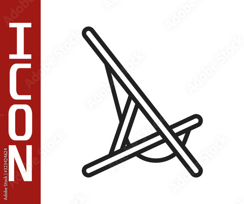 Black line Sunbed icon isolated on white background. Vector Illustration