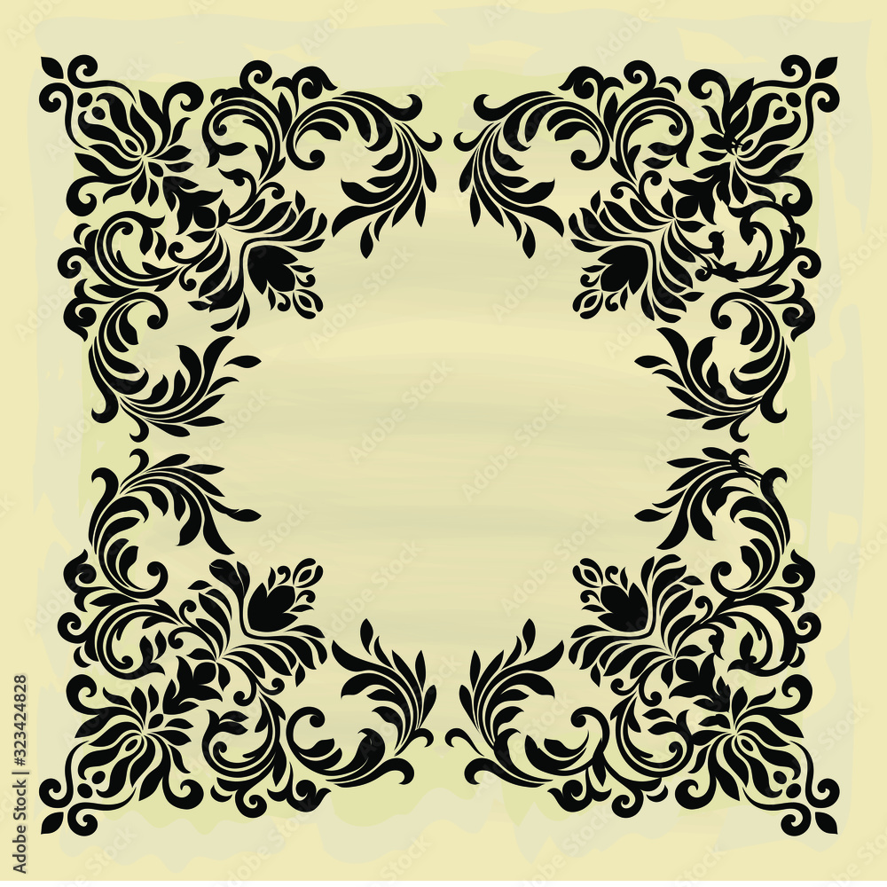 Oriental vector damask patterns for greeting cards and wedding invitations.