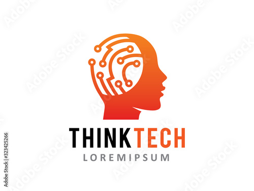 Think tech logo template design, icon, symbol