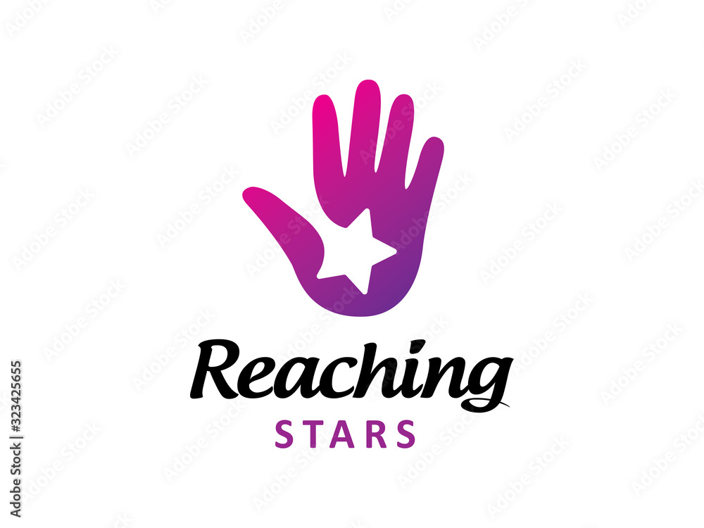 Star and hand logo template design, icon, symbol Star and hand logo template design, icon, symbol