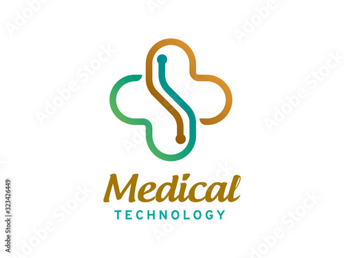 Medical technology logo template design, icon, symbol