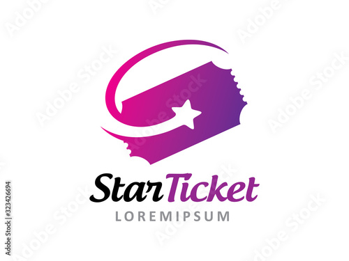 Star ticket logo template design, icon, symbol