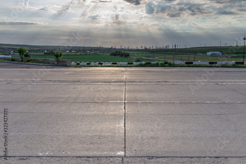 Modern industrial landscape in the rays sun. photo