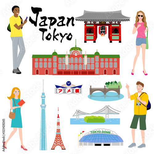 東京を観光する外国人