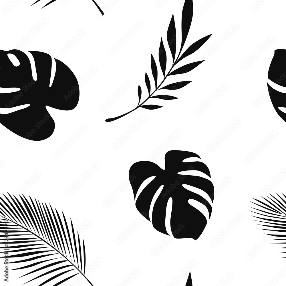 seamless pattern palm leaf on white background vector illustration EPS10