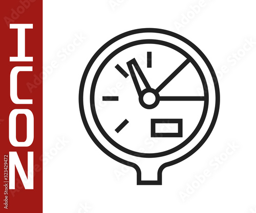 Black line Water meter icon isolated on white background. Vector Illustration