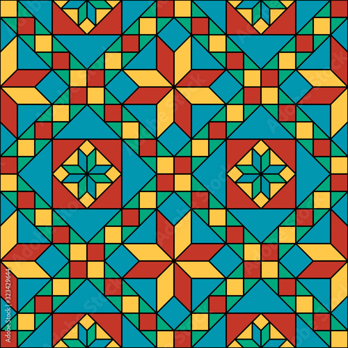 patchwork, stained glass. vector illustration. seamless pattern.