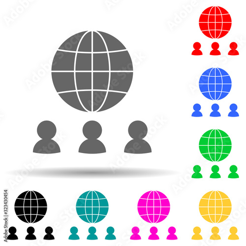 employees and the globe multi color style icon. Simple glyph, flat vector of hr and heat hunting icons for ui and ux, website or mobile application