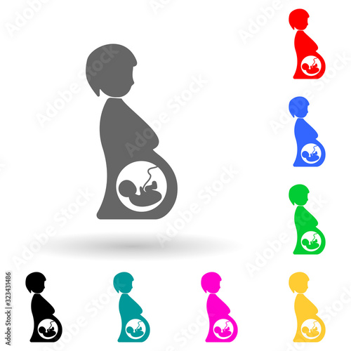 child in the womb of a woman multi color style icon. Simple glyph, flat vector of human parts icons for ui and ux, website or mobile application