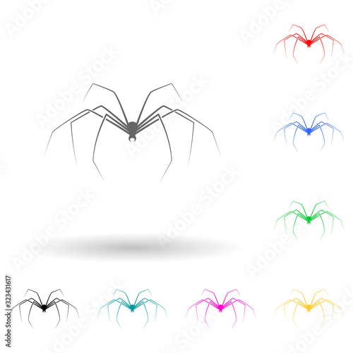 long-legged spider multi color style icon. Simple glyph, flat vector of insect icons for ui and ux, website or mobile application