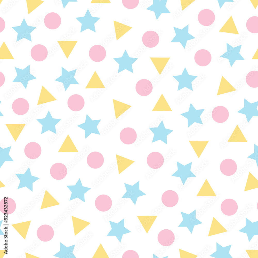 Seamless abstract pattern with colorful shapes, circle, star, and triangle Seamless abstract pattern with colorful shapes, circle, star, and triangle