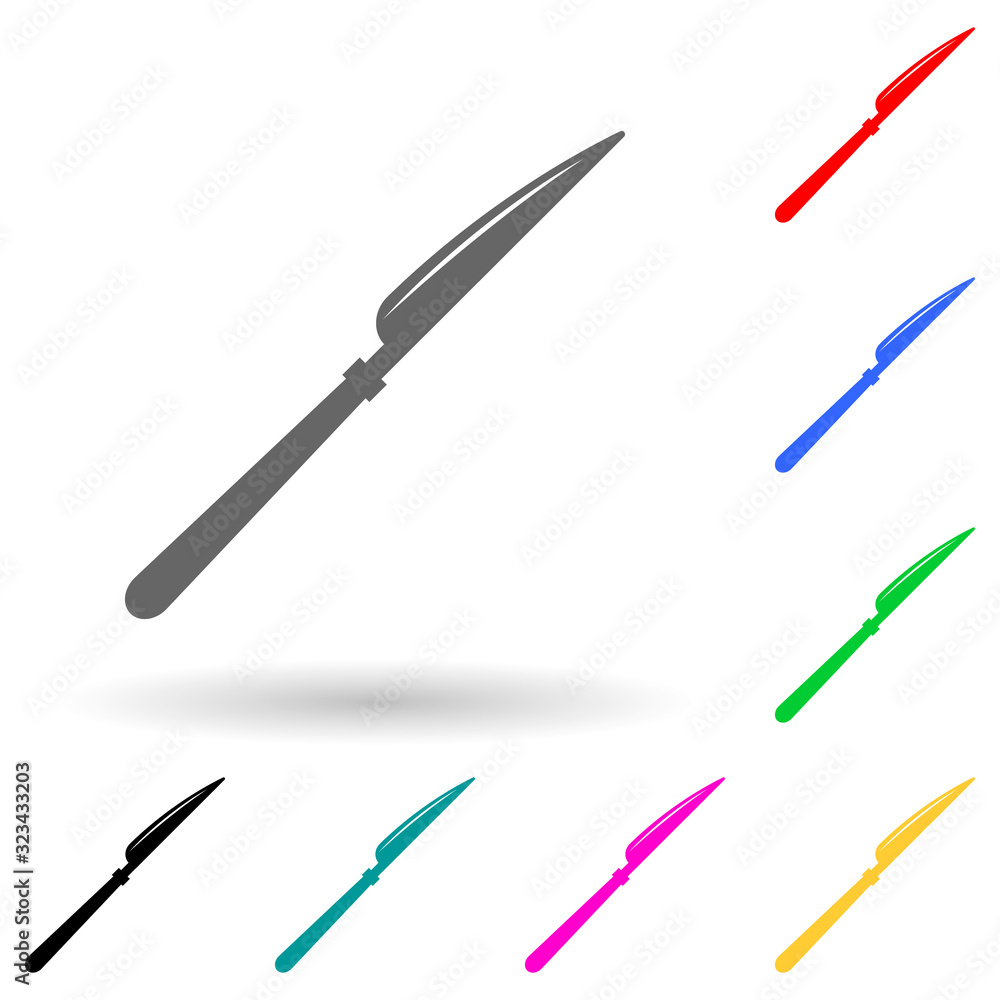 table-knife multi color style icon. Simple glyph, flat vector of kitchen tools icons for ui and ux, website or mobile application