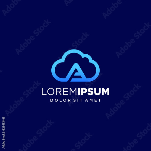Initial Letter A with Cloud Logo Design