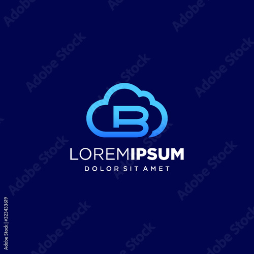 Initial Letter B with Cloud Logo Design