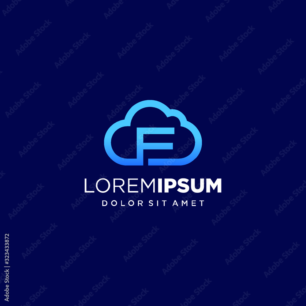 Fototapeta premium Initial Letter F with Cloud Logo Design