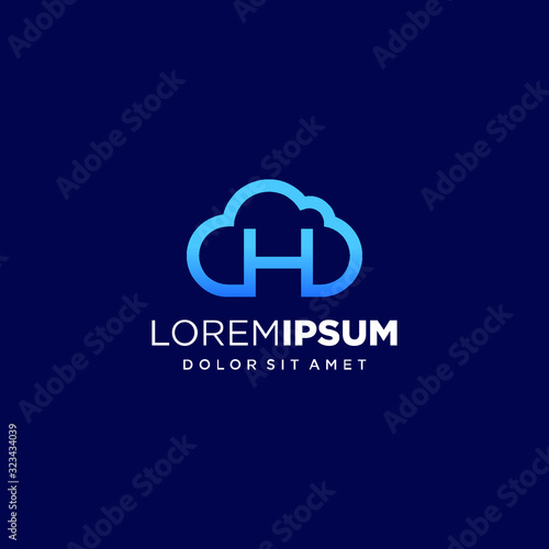 Initial Letter H with Cloud Logo Design