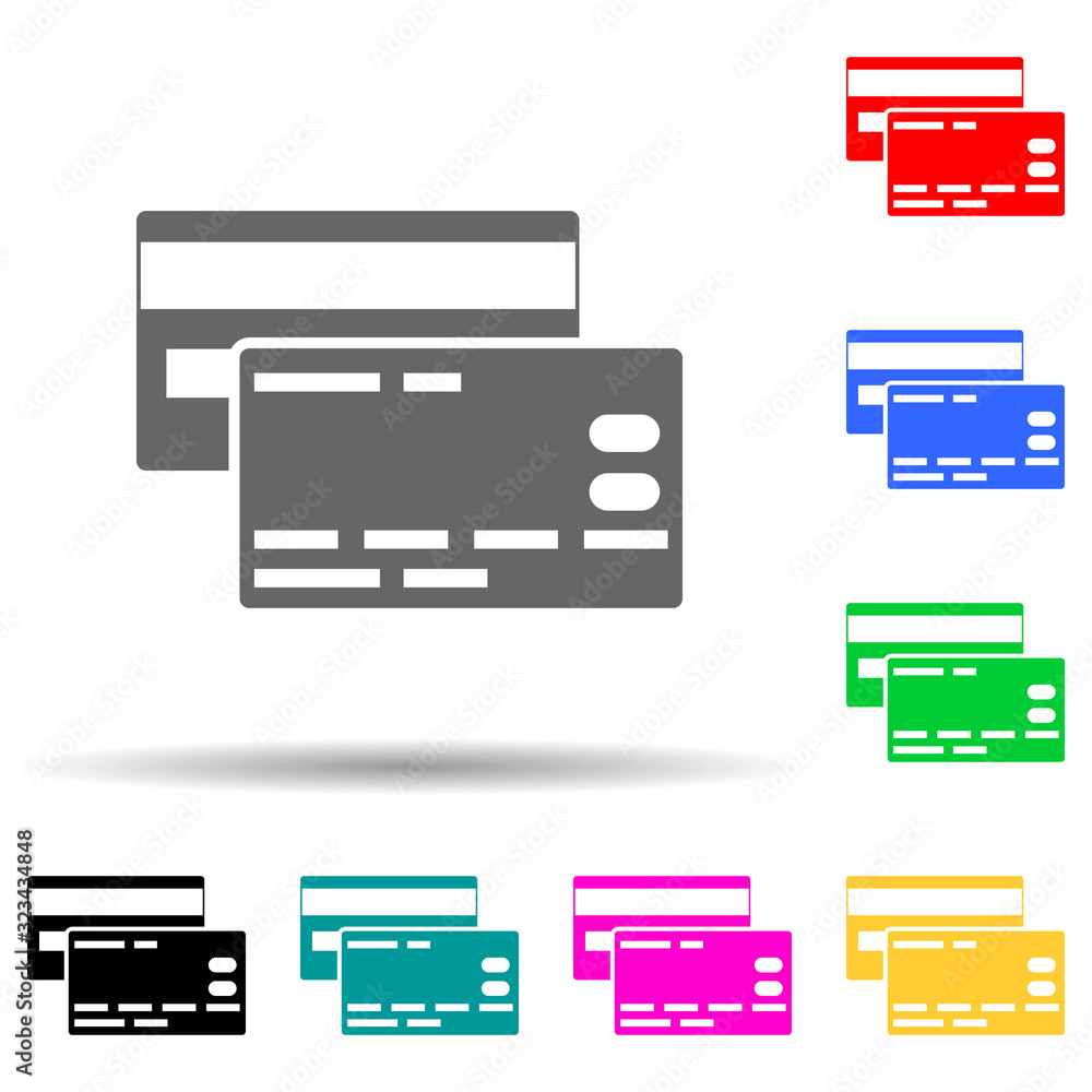 credit cards multi color style icon. Simple glyph, flat vector of market icons for ui and ux, website or mobile application credit cards multi color style icon. Simple glyph, flat vector of market icons for ui and ux, website or mobile application