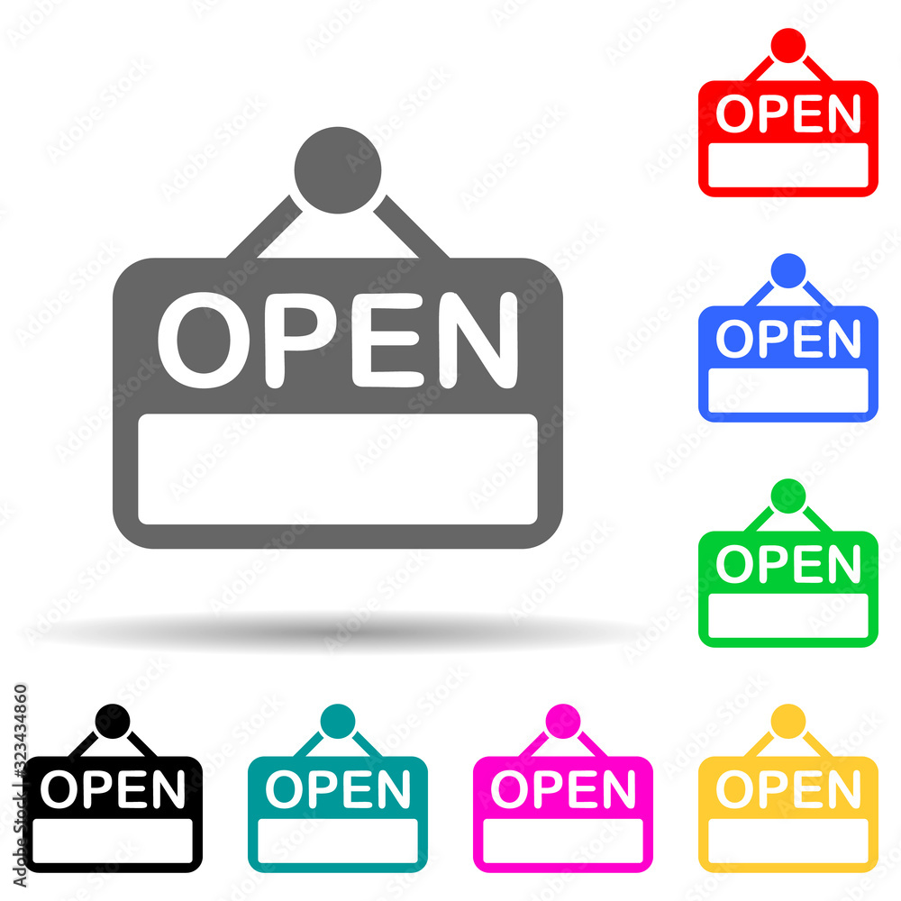 the sign is open multi color style icon. Simple glyph, flat vector of market icons for ui and ux, website or mobile application