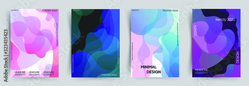 Set of covers. Abstract smooth shapes with colorful gradient in the minimalismus style. This is design for book, cover, leaflet and other ideas. Eps 10