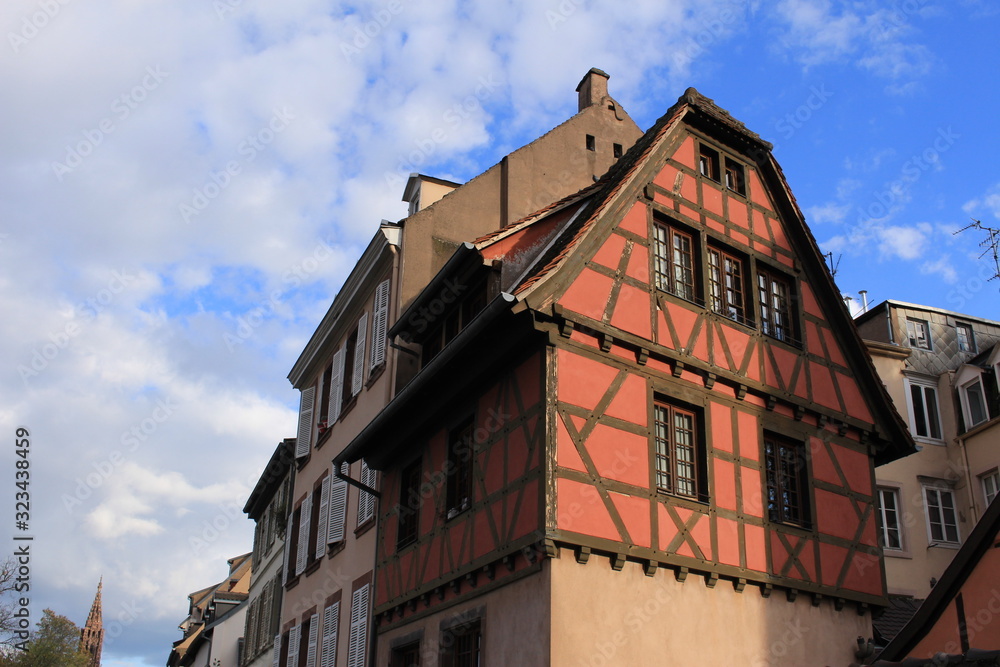 Obraz premium Traditional and colorful Alsatian half-timbered houses in Petite France, Strasbourg, France.