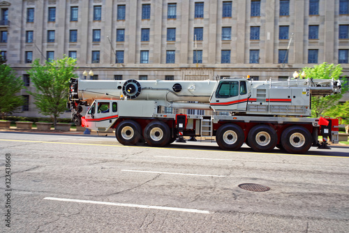 Crane truck on the streets in Washington DC