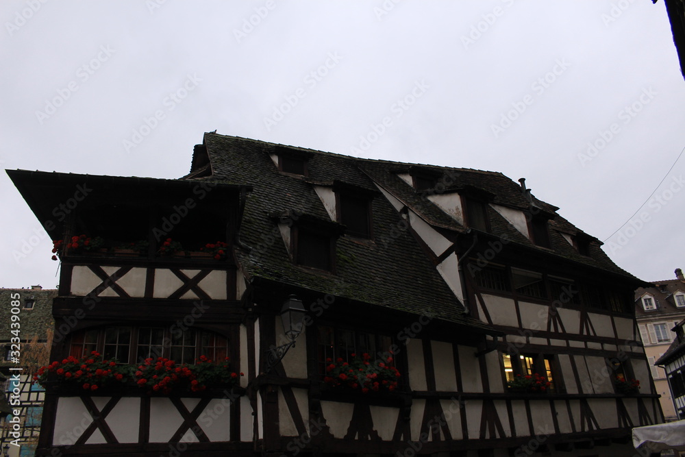 Traditional and colorful Alsatian timber framed houses in Petite France, Strasbourg, France.