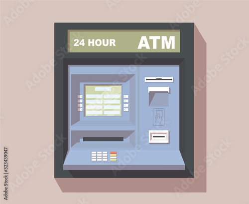 ATM bank machine. Vector flat isolated