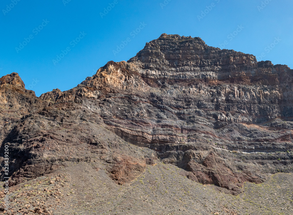 Mountains near Valle Gran Rey at the Western part of La Gomera Island, Canary Islands, Spain.